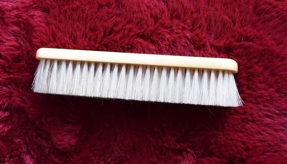 Vintage French Ivory Monogrammed MWT Brush Celluloid Vanity Grooming 6" Tool